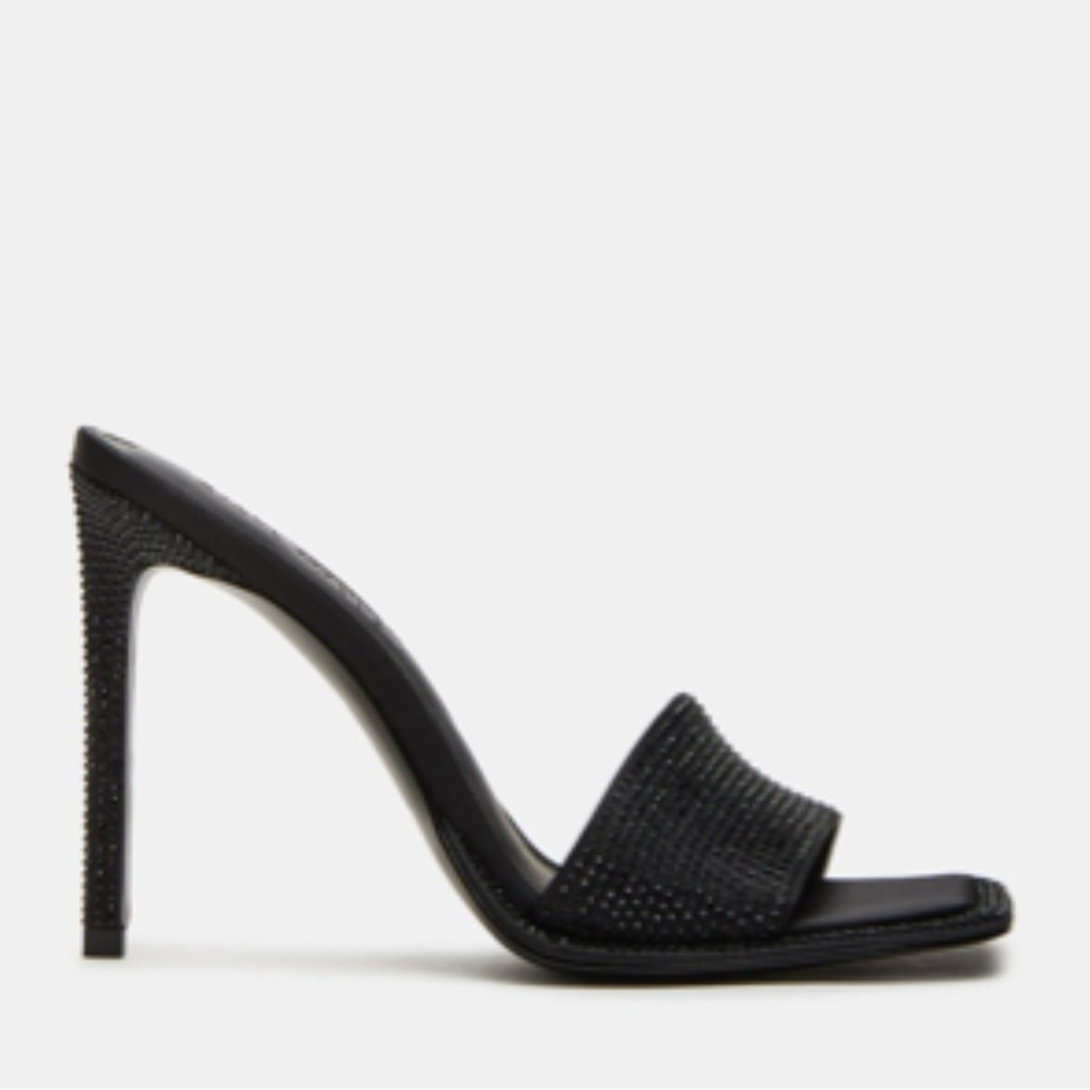 Steve Madden Black Rhinestone Embellished Slide Heel